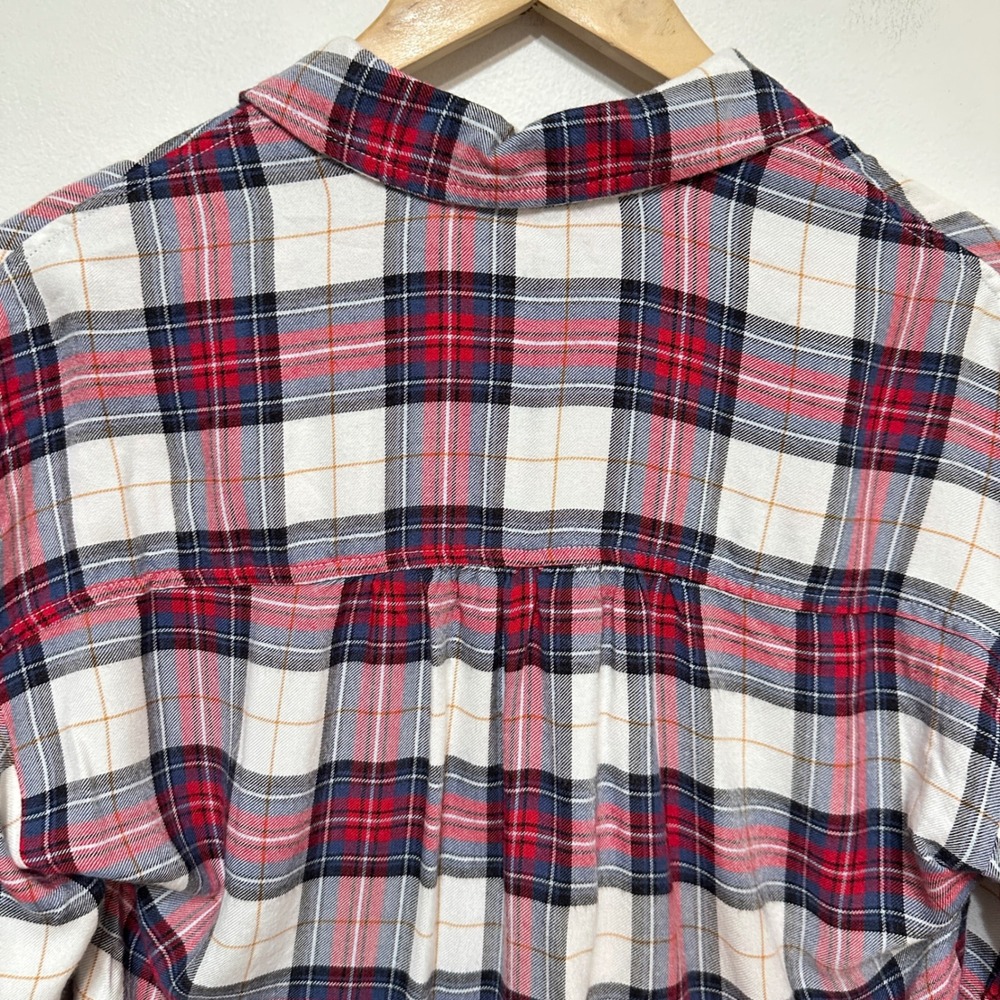 Bella Dahl Plaid Flannel Tie Front Shirt Womens Medium Red Grunge Cabincore - Picture 7 of 9